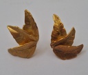 Boucles d'oreilles en or jaune, triples feuilles, 5,85 g